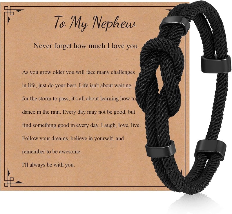 TempBeau Store Love Knot Bracelet Gift for Men - Braided Cord Rope Bracelets for Men,String Bracelet with Infinity Knot Anniversary Birthday Gifts - Image 1